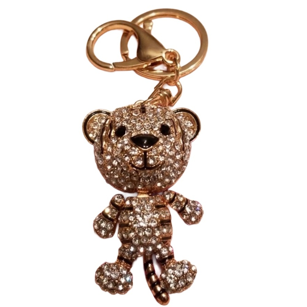 UNBRANDED TIGER Rhinestone Handbag / Purse Charm Accessory Gold - Picture 12 of 12